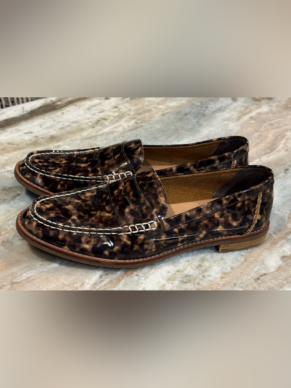 Women’s SPERRY Seaport tortoise patent leather penny loafer- Size 12 - Picture 2 of 7